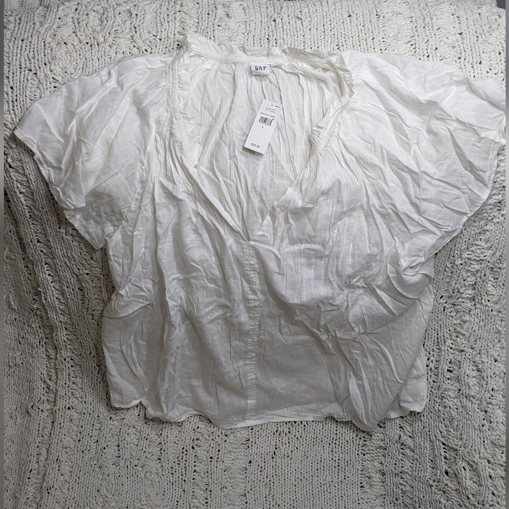 NWT GAP Large Sheer Blouse, White